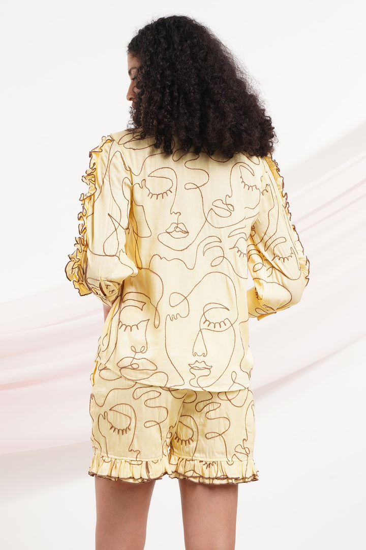 Head Over Heels Top- Faces Yellow