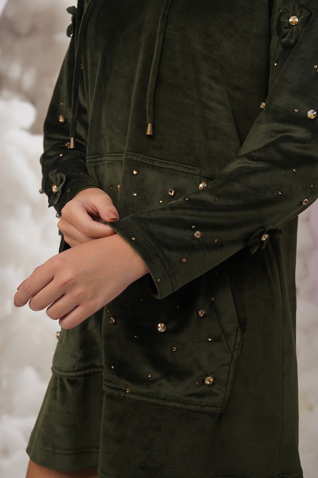 cozy up dress -olive