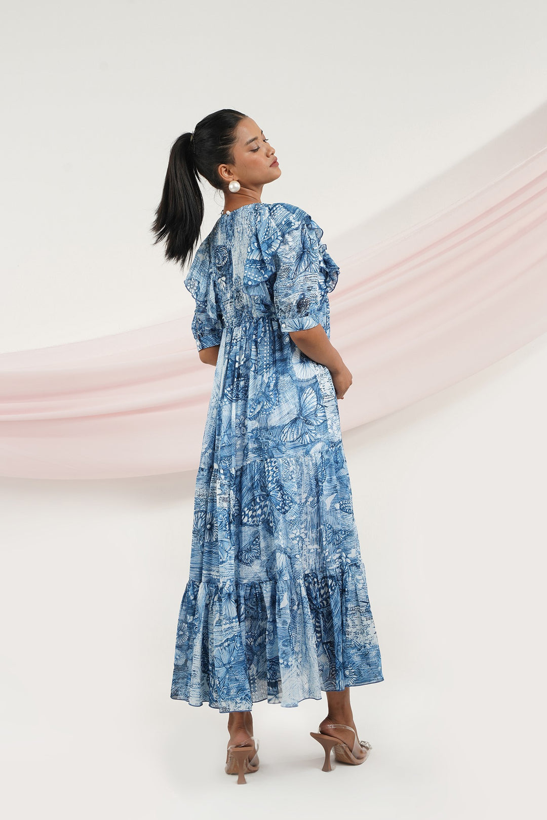 Runway Dress- Blue Butterfly