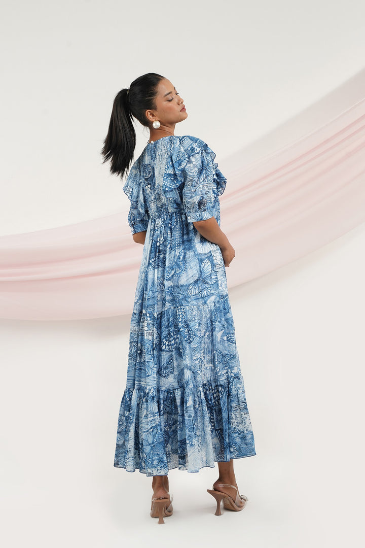 Runway Dress- Blue Butterfly