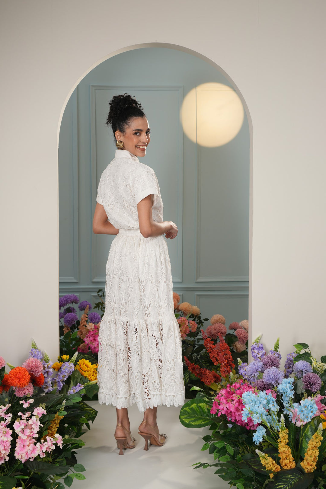 J'adore Skirt- White Leaves