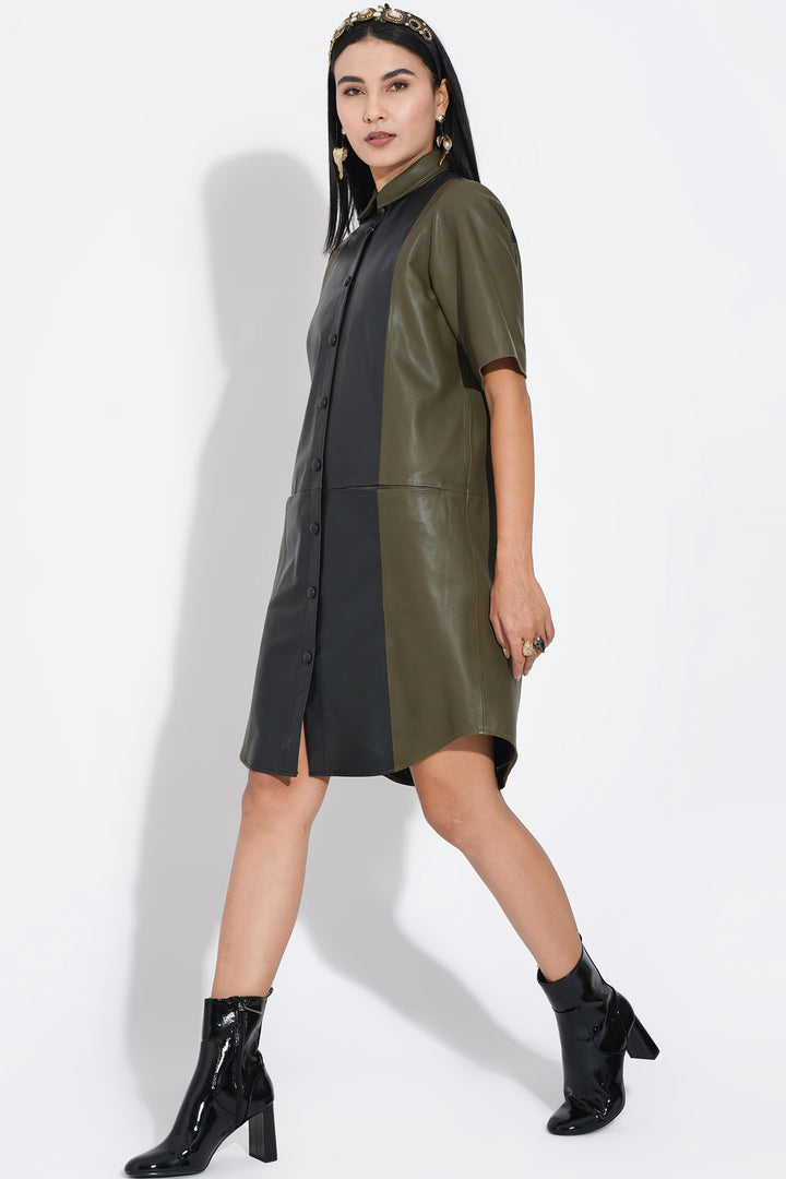 Lolly Dress- Black And Olive
