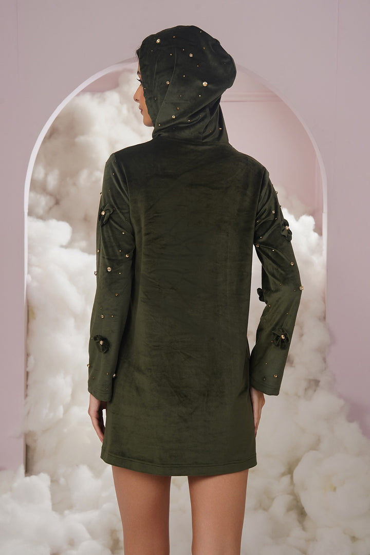 cozy up dress -olive