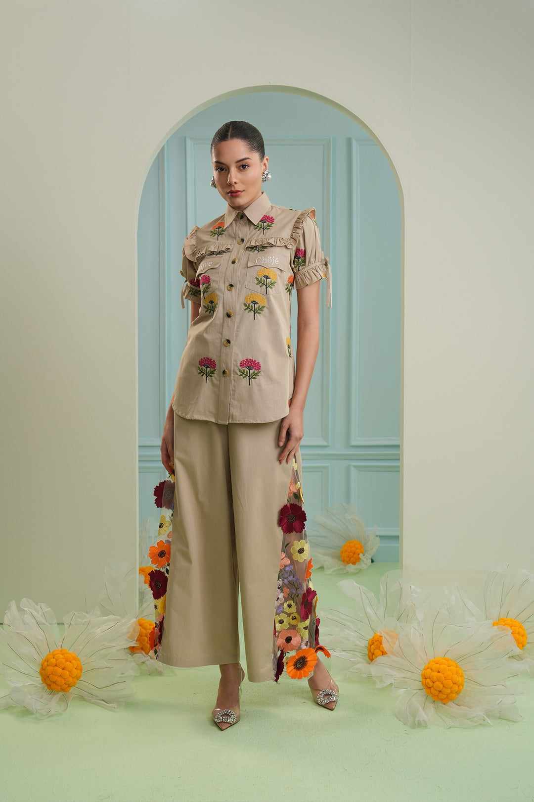 Too sweet top long-beige floral