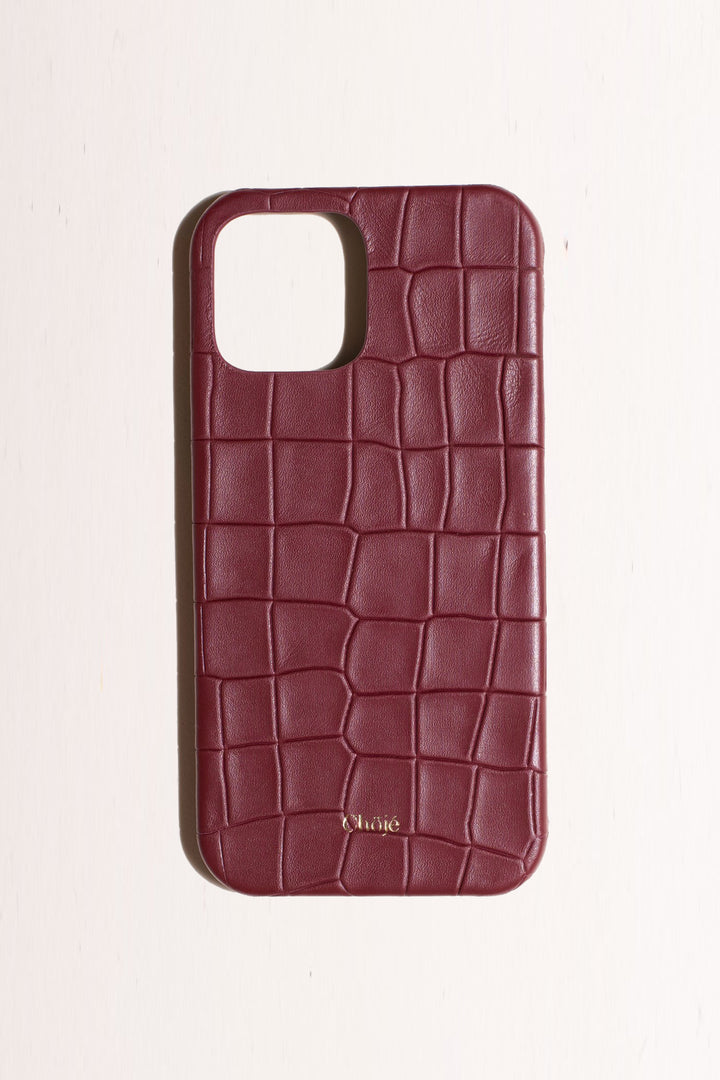 Tuahra Mobile Cover - Burgundy Croco