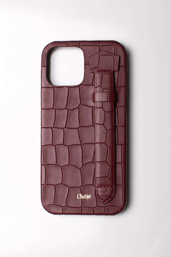 Himra Mobile Cover - Burgundy Croco