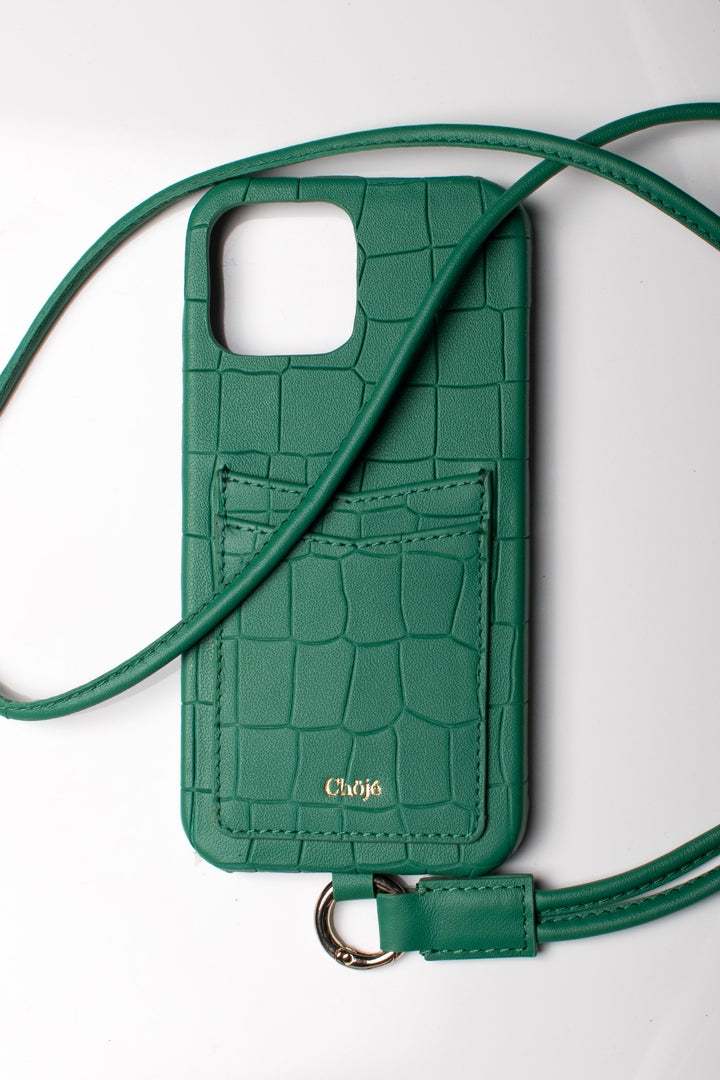 Soleil Mobile Cover - Bright Green Croco