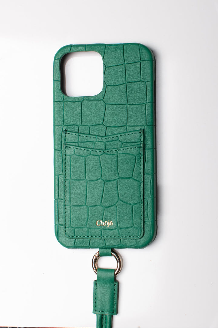 Soleil Mobile Cover - Bright Green Croco