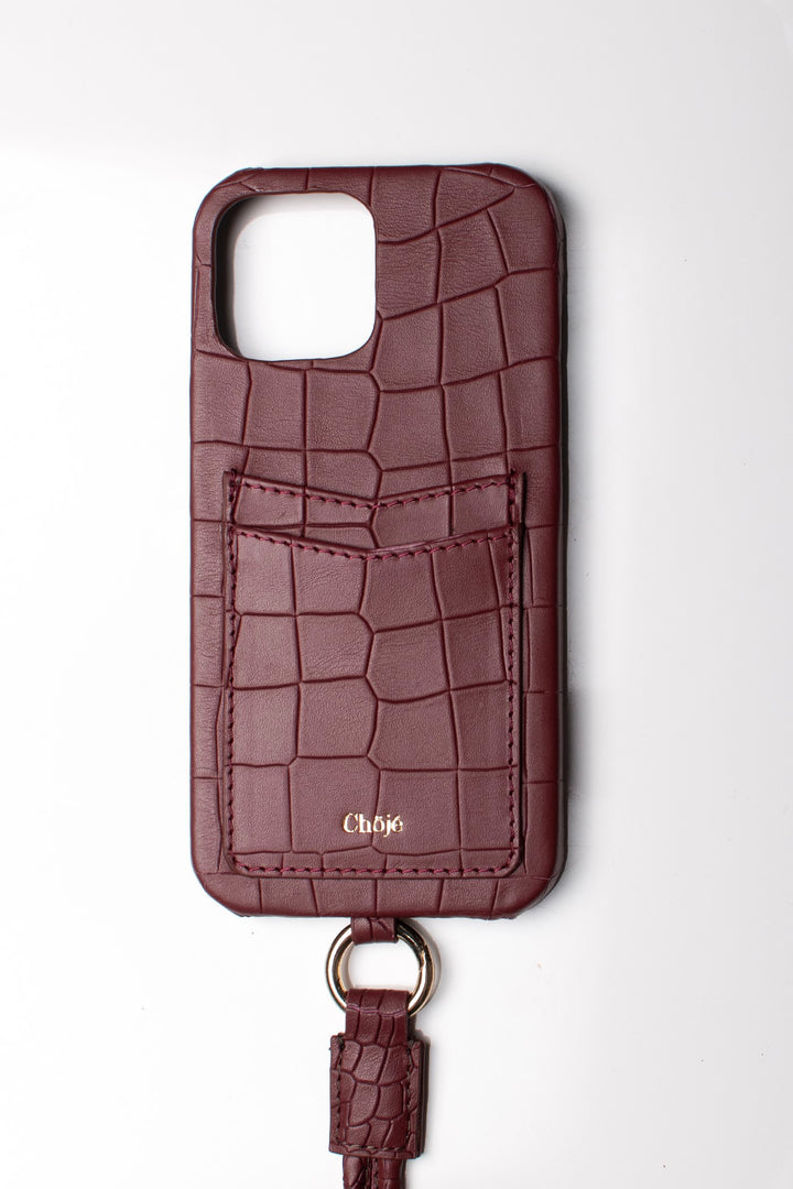 Soleil Mobile Cover - Burgundy Croco