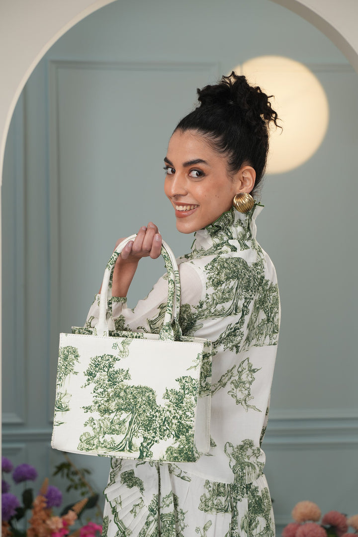 Moon Dress- Green Toile