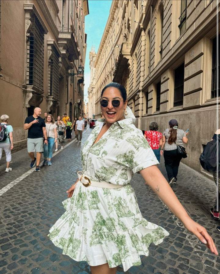 J'adore Skirt- Mini Green Toile